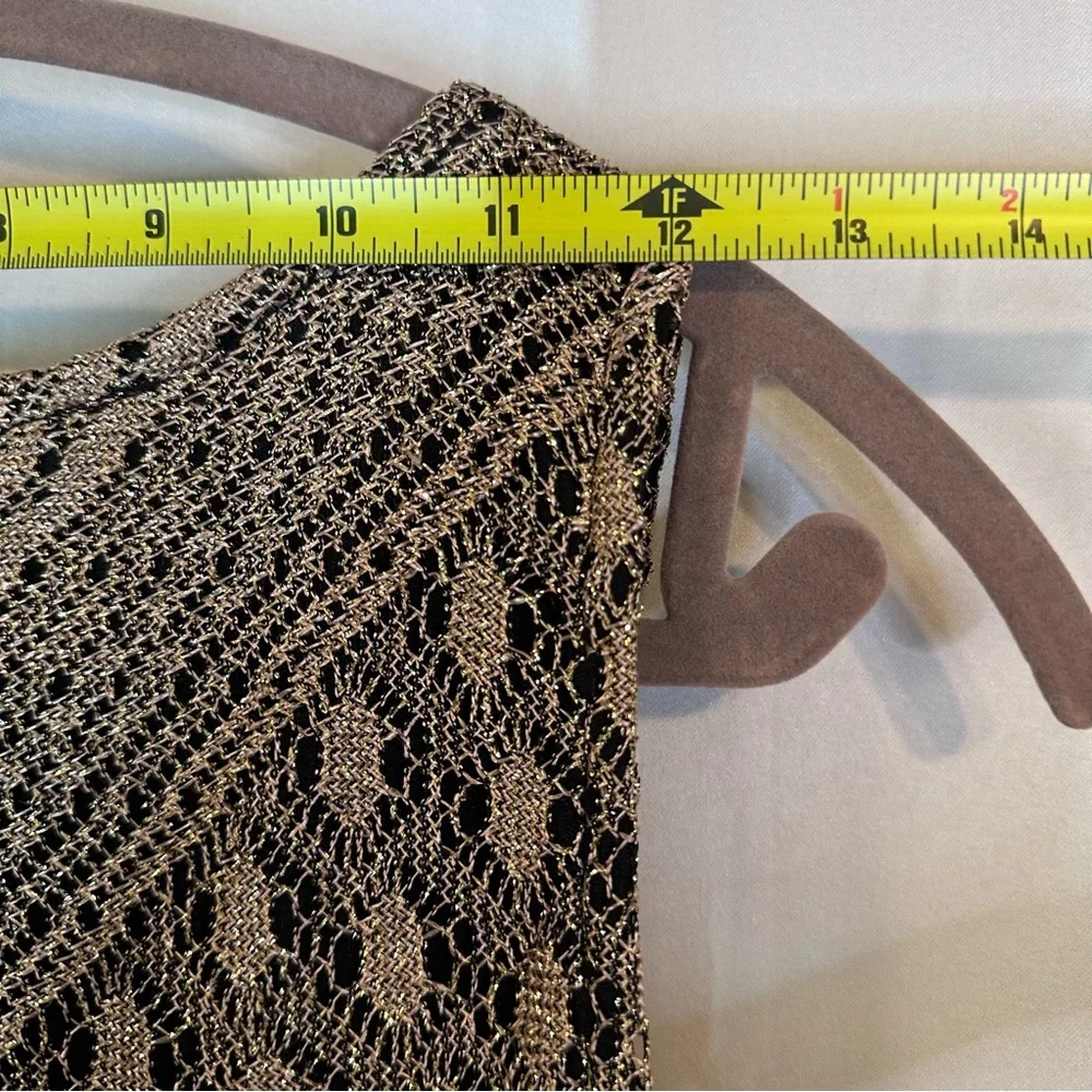 Vintage MSK Maxi Flapper Dress Gold Metallic Blend Lined Sz 10 Y2K 90s Made‎ USA - Picture 7 of 12